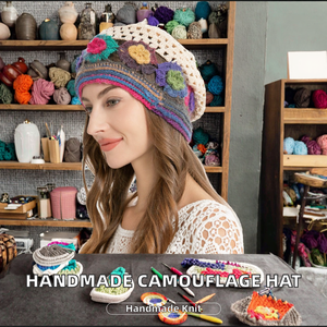 Gorro de Invierno para Mujer, Tejido a Mano, Estilo Floral de Peluche, 100% Algodón, Estampado con Flocado y Bordado - Product Image 5