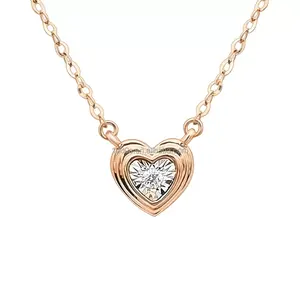 Genuine 18k Real Solid Gold Diamond Heart Pendant Necklace Fine Jewelry 18k Real Gold Necklace Wholesale