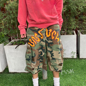 Shorts cargo camouflage vintage déchirés pour hommes, avec logo personnalisé, imprimé numérique intégral, motif chasse et lettres, style <span class=keywords><strong>Bermuda</strong></span> - Product Image 3