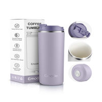 Mug à café isotherme à double paroi avec revêtement céramique, gobelet isotherme pour café glacé de 16 oz avec couvercle rabattable anti-fuite pour l'extérieur