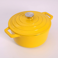 Bright Houseware - Cocotte en fonte émaillée rouge/Personnalisée de 20 cm avec deux poignées, design de luxe, compatible avec toutes les cuisinières