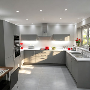Meuble d'angle de cuisine en U sur mesure, prêt à assembler, en bois, avec panier coulissant et plateau pivotant - Product Image 6