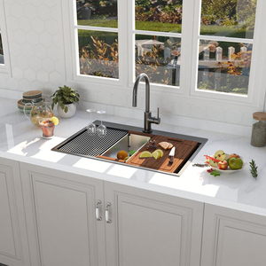 新しいファッション36インチ大型304トップマウントワークステーション304ステンレス鋼シングルボウルドロップインキッチンシンクアクセサリー付き - Product Image 5