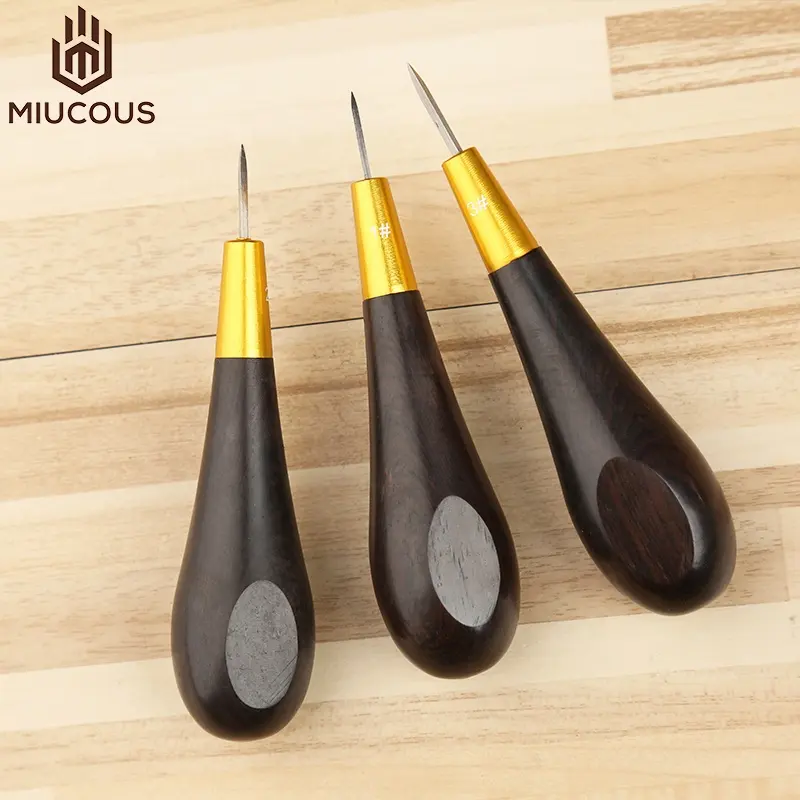 High Quality Leather Hand Tools Red Sandalwood Diamond Cone Leather Awl