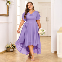 Robe mi-longue en mousseline de soie pour femme, taille plus, à ourlet asymétrique, élastique, décontractée, pour soirée africaine, été
