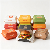 Boîte à hamburger en papier kraft anti-graisse, personnalisée, jetable, emballage à clapet pour la restauration rapide
