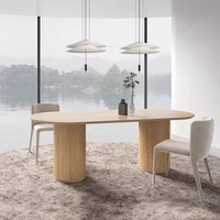 Table à manger rectangulaire de designer, style nordique, multifonctionnelle, imitation colonne romaine en bois de pin, personnalisable par le fabricant