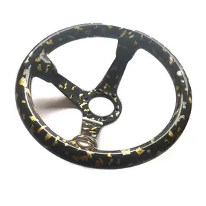 <span class=keywords><strong>Volant</strong></span> automobile en fibre de carbone personnalisé en usine et nouvellement conçu avec feuille <span class=keywords><strong>d</strong></span>'or - Product Image 4