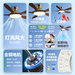 <b>Ceiling</b> <b>Fan</b> Light With Led Strip Fixed Blade <b>Fan</b> Light For Living Room Dining Room Bedroom Integrated Pendant Light Home Use - Product Image 1