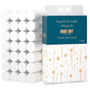 Papier toilette en gros OEM, 1 paquet de 24 rouleaux, 100g, <span class=keywords><strong>5</strong></span> plis, doux et absorbant, pour hôtel et usage domestique - Product Image 1