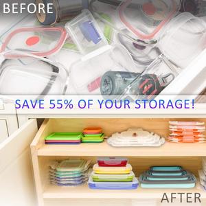 Collapsible Silicone Food Fresh Storage <strong>Stacking</strong> Containers <strong>Box</strong> with Airtight Lid and Vent Valve for Microwave - Product Image 5