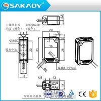 Sakady 12-24VDC PNP NO + NC Capteur photoélectrique GL25 Type de rayonnement Plomb 12m Distance nominale
