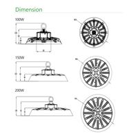US EU Market 100W 150W 200W Dimmable Industrial UFO Led High Bay Light Lamp