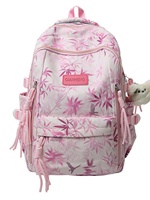 Sac à dos scolaire SAIDING de style chinois moderne avec fermeture éclair en feuille de bambou, bretelles courbées pour les élèves du collège et du lycée