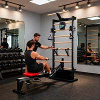 TOPTONS Cadre de fitness mural en bois à double barre de traction, équipement multifonctionnel complet pour yoga et gym en intérieur