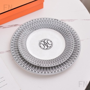 Luxury Heco Bone China Dinner Plate <b>Set</b> Black Style 2 Pcs Bone China Porcelain <b>Dinnerware</b> for Hotel & Wedding Dishes & Plates - Product Image 4