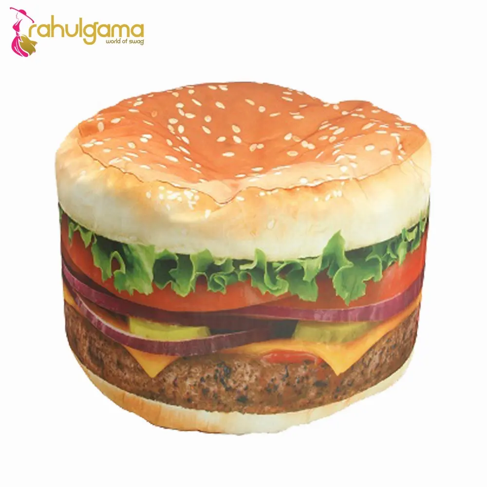 Bolsas de frijoles con forma de hamburguesa impresas