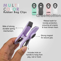 Clips de sac alimentaire avec logo personnalisé, fermeture hermétique, aimant réutilisable pour les collations, le pain, le congélateur, le stockage des aliments, outil en plastique à forte adhérence