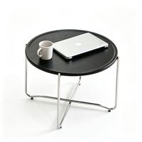 Table basse moderne en MDF ronde avec base chromée, prix d'usine OEM