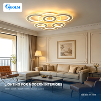 Lampu Plafon Dapur Bulat Kontemporer 130W Multi Ring SMD2835 Besi PS Remote Control 3 CCT 3000K Warm White