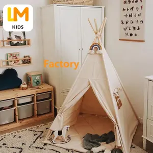 LM KIDSLuxury 대형 캔버스 Teepee 텐트 레이스 창 인도 놀이 어린이 Tipi 텐트 하우스 어린이 Tipi 티 오줌 장난감 텐트