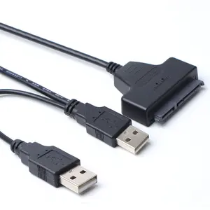 Vente en gros Câble Sata USB 2.0 vers SATA 7 + 15 broches Câble adaptateur 22 broches pour disque dur HDD 2.5 pouces