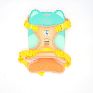 Harness Anjing Kulit Asli & Nilon Anti-Tarik dengan Perlengkapan Logam, Bernapas & Reflektif - Product Image 1