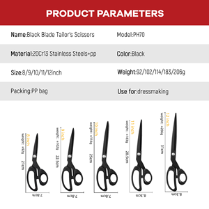 Tijeras de sastre de acero inoxidable con mango de plástico para cortar telas y coser - Product Image 4