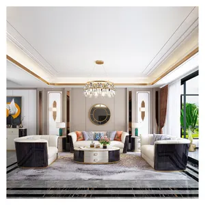 Designer ganzes haus individuelle möbel 1 + 2 + 3 kombination modernes villa-sofa italienisches leichtes luxus-ledersofa