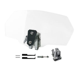 Pare-brise de moto transparent en plastique PC, surface incurvée, kit de montage en alliage d'aluminium CNC pour la modernisation et l'amélioration, placement avant - Product Image 1