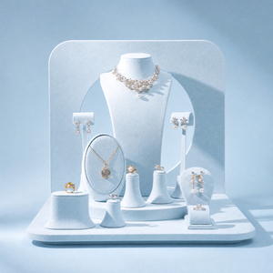 Zebopak - Juego de Soportes de Exhibición de Joyería de Gamuza Azul Claro para Collares, Pendientes y Anillos, Colección Navideña, Venta al por Mayor - Product Image 1