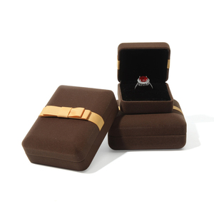 Bow <b>Velvet</b> Jewelry <b>Box</b> Arch Ring Pendant Bangle <b>Box</b> Flannel Gift <b>Box</b> Wholesale Stock Custom Logo - Product Image 2