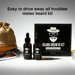 Kit d'épaississement de la <span class=keywords><strong>barbe</strong></span> pour hommes - 6-en-1 avec deux huiles, baume coiffant, rouleau dermique, peigne et sac, emballage OEM, kit de croissance de la <span class=keywords><strong>barbe</strong></span> - Product Image 3