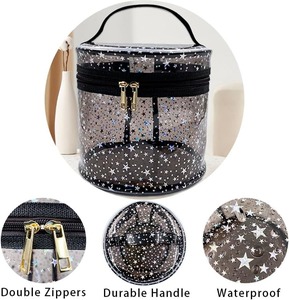 Customized Star Pattern Clear PVC Handbag Waterproof and Durable with Zipper Closure Fashionable Portable <strong>Cosmetic</strong> <strong>Bag</strong> - Product Image 3
