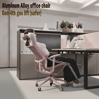Chaise de bureau moderne F5 en maille rose, chaise de travail inclinable en métal aluminium, chaise de bureau ergonomique pour femmes, chaise de direction pour ordinateur