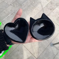 Bol en Obsidienne Noire Naturelle Sculpté à la Main, Plat en Pierre Gemme, Pierre de Guérison Artisanale pour la Décoration Intérieure (Vente en Gros)