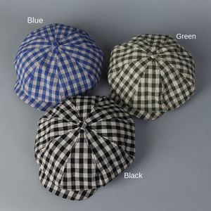 Sombrero Newsboy de Lino Artístico Retro, Nuevo Modelo Verano 2025, Diseño a Cuadros Blanco y Negro, Transpirable, Moderno y a la Moda - Product Image 2