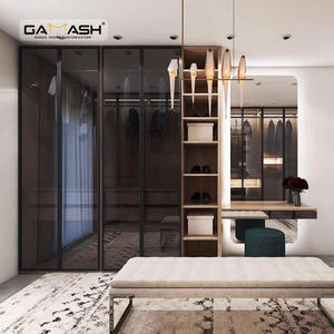 Maßgefertigte Garderobenmöbel Kleideraufbewahrungsschrank Begehbarer Kleiderschrank Schwarzer Garderobenschrank Kleiderschrank mit Glastür - Product Image 6