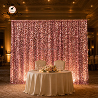 ANNIELU – Rideaux de fond en sequins et paillettes or rose sur mesure, en gros, pour mariages et événements