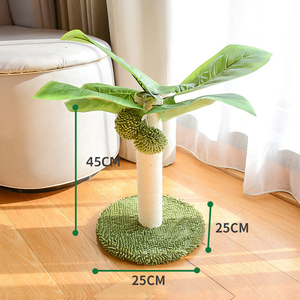 Arbre à chat à motif végétal, 2 niveaux, griffoir en sisal, durable, style mignon pour chats d'intérieur - Product Image 4