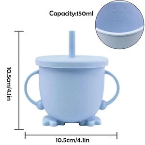 Gobelet d'apprentissage pour bébé sans BPA avec poignée, en silicone, avec couvercles et pailles, gobelet à boire en silicone - Product Image 4