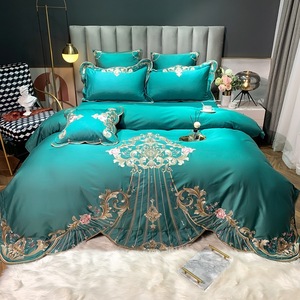 Parure de lit brodée de luxe, ensemble de literie en <span class=keywords><strong>Satin</strong></span> 100% coton 60s 300tc, avec housse de couette et taies d'oreillers, pour mariage, 4 pièces - Product Image 5