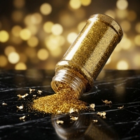 Vente en gros de 1 kg de paillettes dorées fines en PET pour artisanat, avec formes hexagonales/carrées, épaisseur de 38 microns, pour projets de bricolage G2100