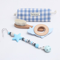 Coffret Cadeau Boîte à Dents de Bébé en Peluche, Ensemble Bain et Sucette pour Nouveau-né et Nourrisson avec Jouet Sonore Animal