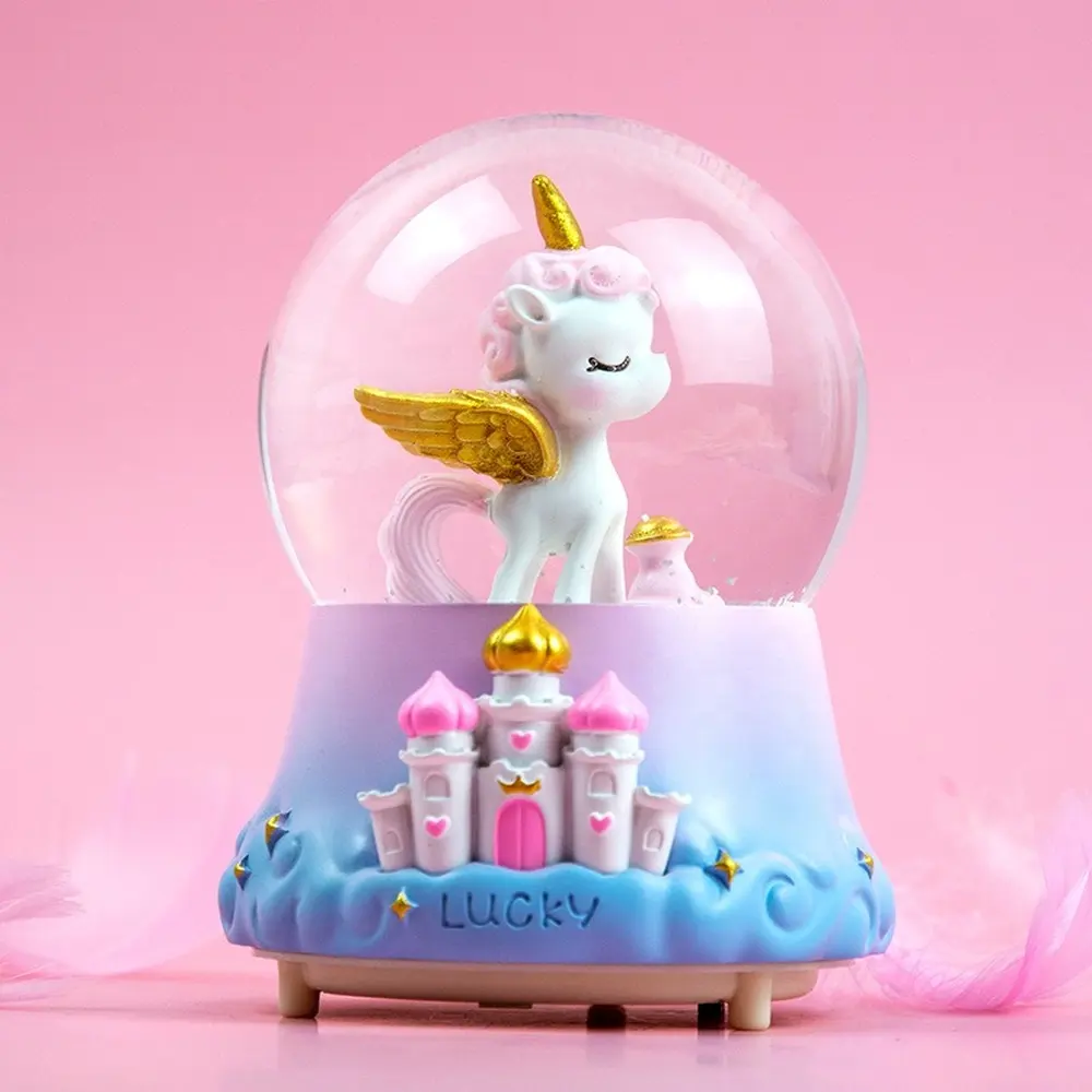 Hari Guru Hadiah Hari Siswa Gadis Hati Pelangi Unicorn Bola Kristal Kotak Musik Ornamen Dekorasi Rumah Dekorasi Boite