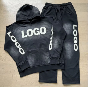 Conjunto <span class=keywords><strong>de</strong></span> Sudadera con Capucha y Pantalones Oversize Unisex <span class=keywords><strong>de</strong></span> 450 g/m² con Estampado <span class=keywords><strong>de</strong></span> Dibujos Animados Hell O Star, 100% Algodón Transpirable, Estampado en Caliente, Estilo Vintage Streetwear - Product Image 2