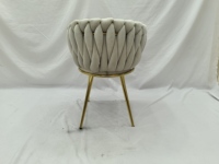 Chaise d'appoint en velours tissé de haute qualité avec accoudoirs, dossier souple moderne, chaise de salle à manger, pieds en métal doré, chaise de vanité de luxe