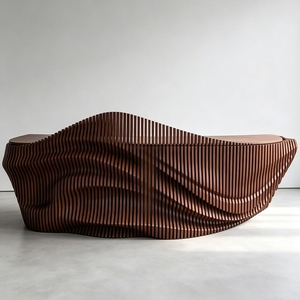 High Grade Wooden Art Reception Counter Custom for High End Club Villa Hotel Lobby Commercial Furniture - Product Image 4