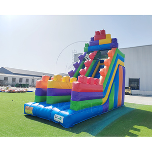 Factory Wholesale Colorful Building Blocks Inflatable Dry <b>Slide</b> Commercial Heavy-duty PVC Inflatable <b>Slides</b> for Rental Events - Product Image 1