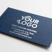 Tarjetas de Agradecimiento Minimalistas Personalizadas en Azul Marino con Estampado Metálico Plateado |   Tarjetas de Felicitación Empresariales de Alta Gama al por Mayor